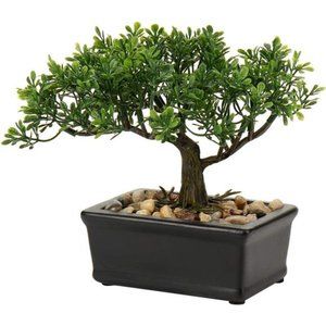 Artificial Bonsai Tree Juniper Faux Plants Small Fake Plants Decor w Ceramic Pot